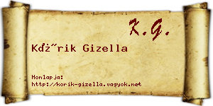 Kórik Gizella névjegykártya